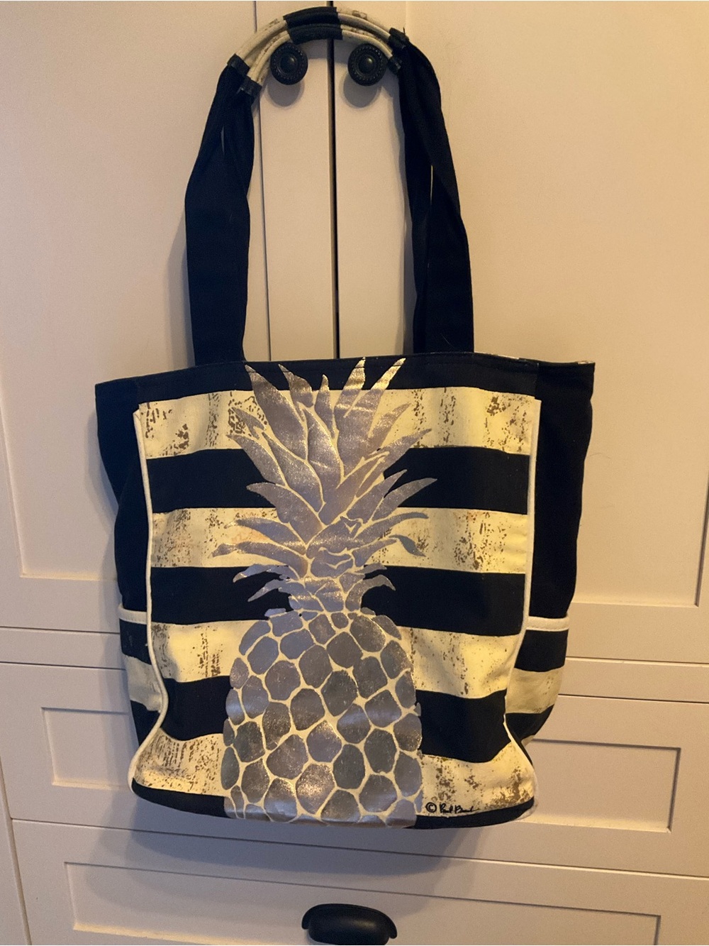 Paul Brent Black & Gold Pineapple Tote Bag - Women Bags
